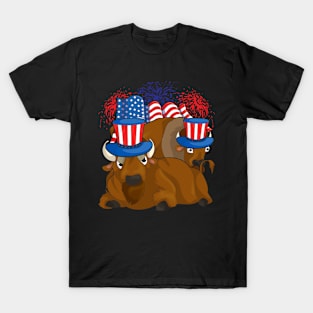 Patriotic American Bison Animal Lover Buffalo 4th Of July T-Shirt